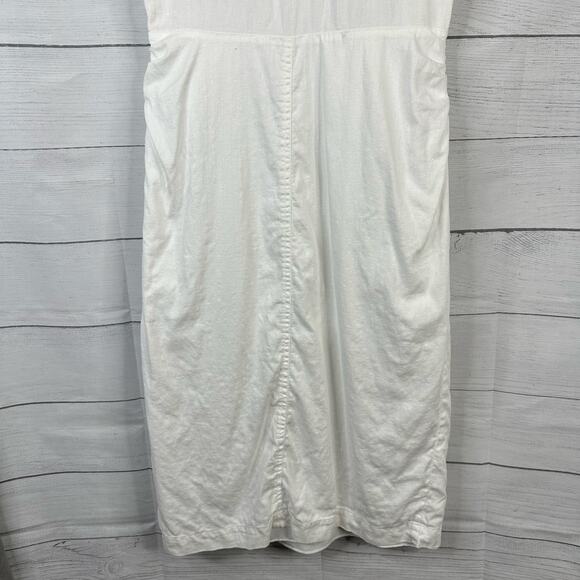 Frame Womens size Medium Linen Twist-Front Ramie Midi Dress White Lwwd0628 - Picture 10 of 13